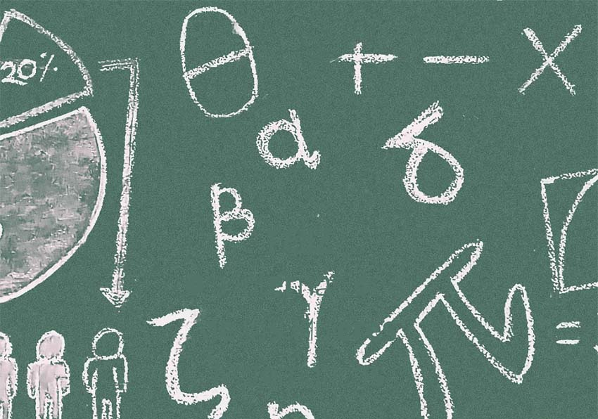 Blackboard with mathematical symbols